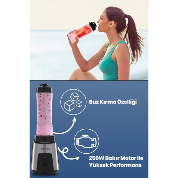 GOLDMASTER MİXUP GM-7259 KİŞİSEL BLENDER INOX - Resim 4