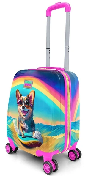 Coral High Sörf Yapan Köpek Desenli Kız Çocuk Seyahat Tatil Valizi ürün görseli 1