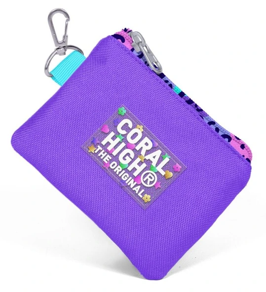 Coral High Mor Leopar Bozuk Para Çantası - Kız Çocuk ürün görseli 1