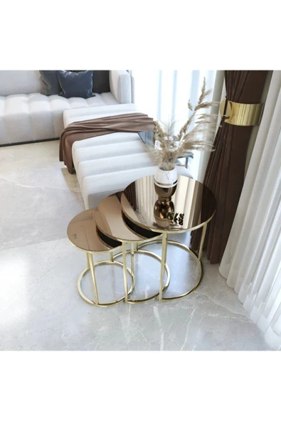 ZİGONS Gold Zigon Sehpa Bronz Aynalı - Resim 2