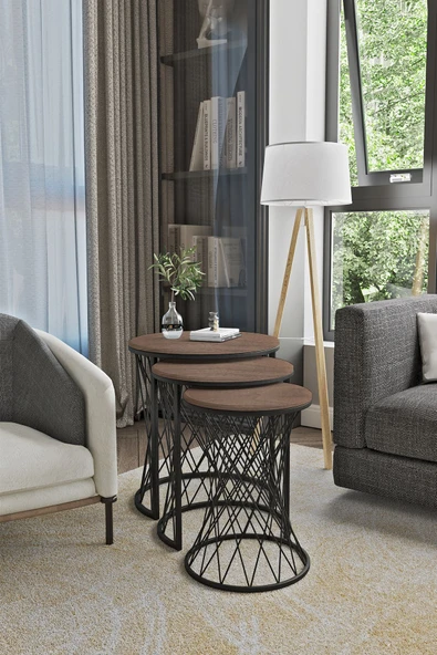 EMGA HOME Zenith Zigon Sehpa - Ceviz - Resim 2