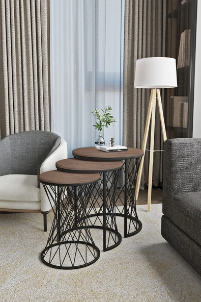 EMGA HOME Zenith Zigon Sehpa - Ceviz - Resim 3