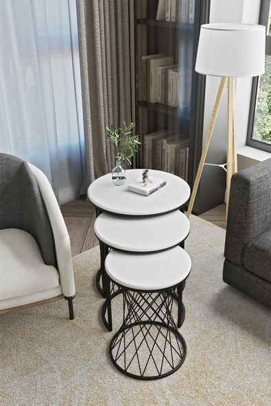 EMGA HOME Zenith Zigon Sehpa - Beyaz ürün görseli 1