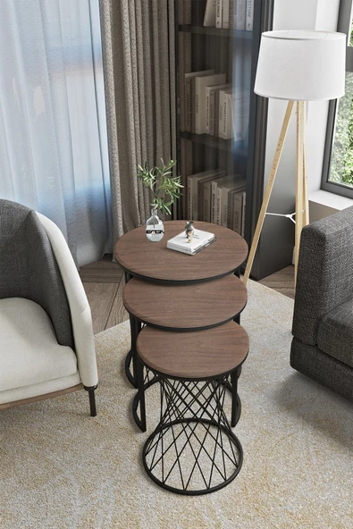 EMGA HOME Zenith Zigon Sehpa - Ceviz ürün görseli 1