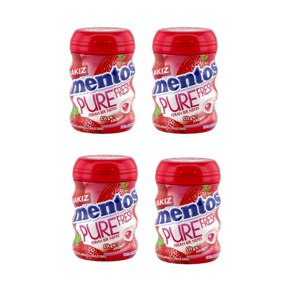 Mentos Pure Fresh Çilek Aromalı Şekersiz Draje Sakız 60 g x 4 Adet ürün görseli 1