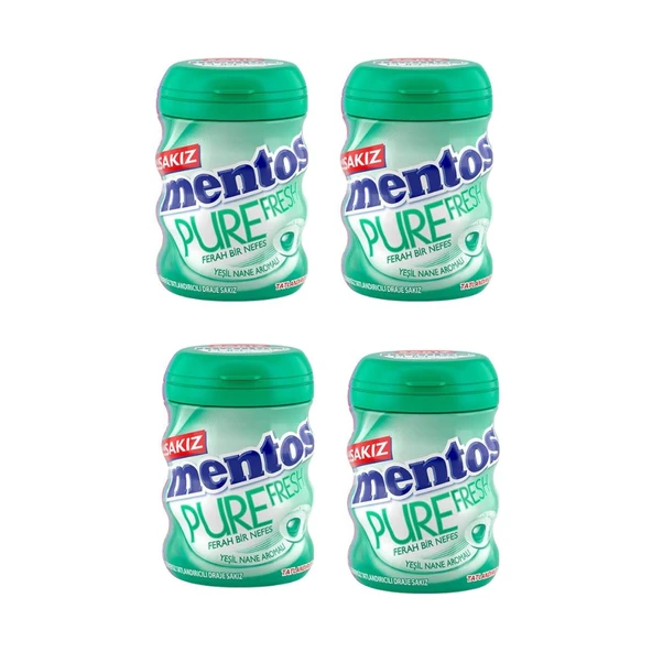 Mentos Pure Fresh Yeşil Nane Aromalı Şekersiz Draje Sakız 60 g x 4 Adet ürün görseli 1