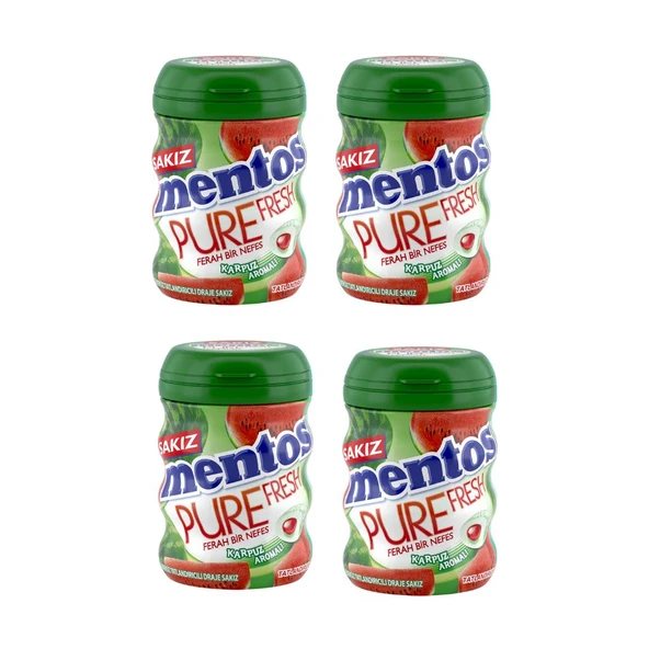 Mentos Pure Fresh Karpuz Aromalı Şekersiz Draje Sakız 60 g x 4 Adet ürün görseli 1