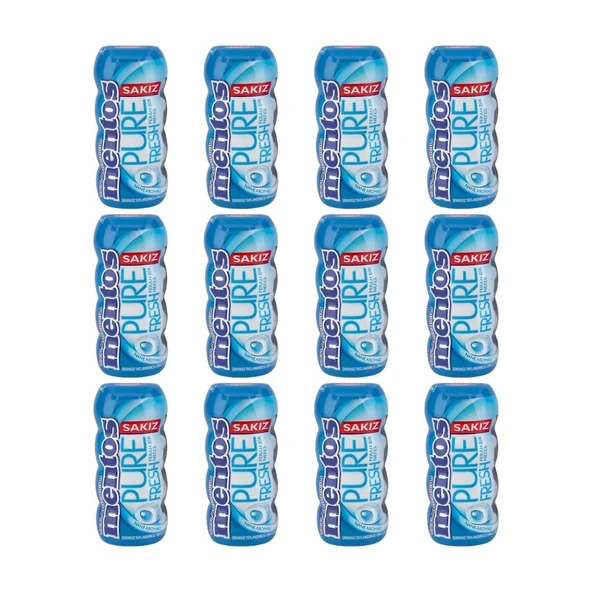 Mentos Pure Fresh Nane Aromalı Şekersiz Tatlandırıcılı Draje Sakız 30 g x 12 Adet ürün görseli 1
