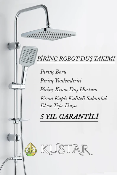 KUSTAR Pekin Krom Fonksiyonlu Robot Duş Seti Yağmurlama Tepeleme Duş Sistemleri 5 Yıl Garanti %100 Pirinç ürün görseli 1