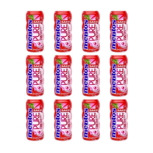 Mentos Pure Fresh Çilek Aromalı Şekersiz Tatlandırıcılı Draje Sakız 30 g x 12 Adet ürün görseli 1