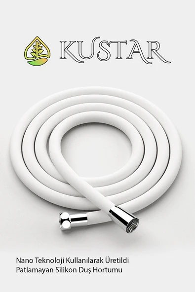 KUSTAR Nano Silikon Patlamaz Yırtılmaz Ezilmez Duş Hortumu 150 cm Beyaz Banyo Duş Hortumu ürün görseli 1