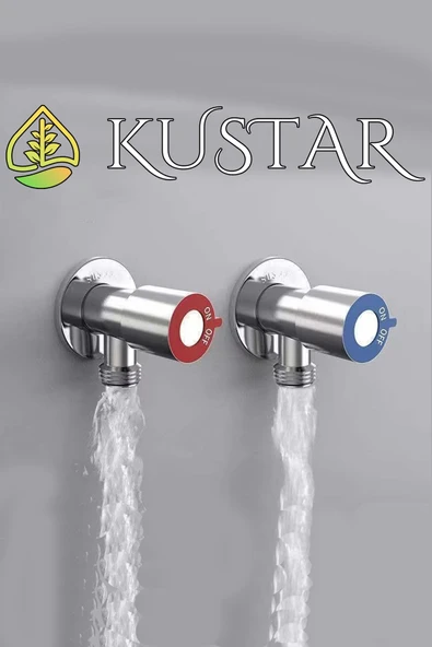 KUSTAR 2'li İnox Aç Kapa Sıcak Soğuk Su Ara Musluğu Taharet Musluğu Batarya Flex Bağlantı Musluğu ürün görseli 1
