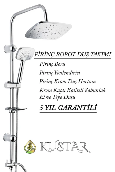 KUSTAR Kosova Krom Banyo Robot Duş Seti Yağmurlama Tepeleme Duş Sistemleri 5 Yıl Garanti %100 Pirinç ürün görseli 1