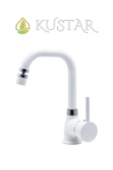KUSTAR Varna Beyaz Banyo Lavabo Bataryası 360 Oynar Başlıklı Aç Kapa Sıcak Soğuk ürün görseli 1