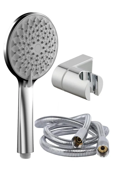 KUSTAR Nilüfer 3 In 1 5 Fonksiyonlu Banyo Duş Başlığı Seti L Mafsal Ve 1,5 Metre Örgülü Hortum Seti ürün görseli 1