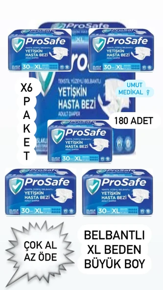 Prosafe Belbantlı Ekstra Büyük Boy XL 30'lu 6 Adet Hasta Bezi ürün görseli 1