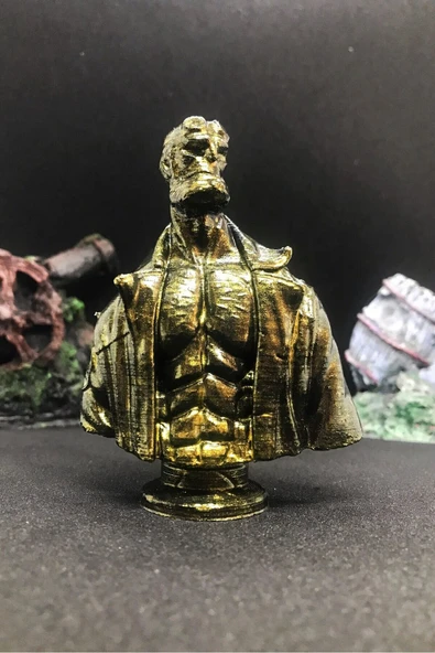 TatuCraft Hellboy Büst 10cm - Gold Efekt ürün görseli 1