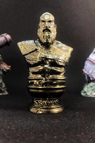 TatuCraft God Of War Kratos Büst 10cm - Gold Efekt ürün görseli 1