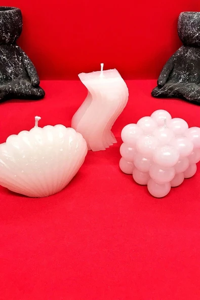 TatuCraft Bubble, İstiridye, Dalgalı Model Mum Seti 3'lü ürün görseli 1