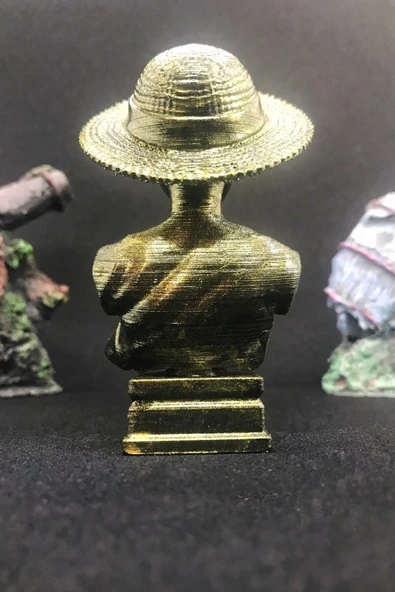 TatuCraft One Piece Monkey D. Luffy Büst 10cm - Gold Efekt - Resim 3