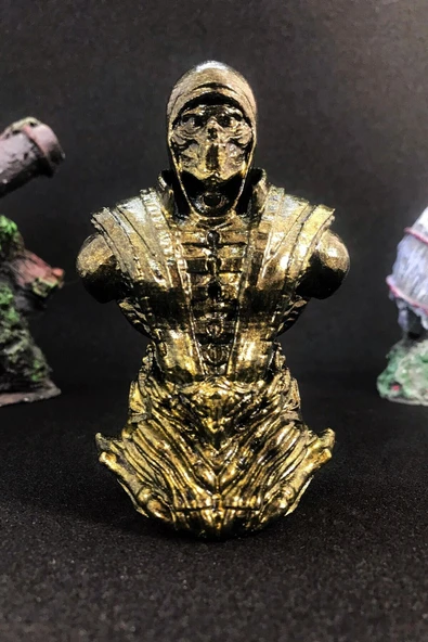 TatuCraft Mortal Kombat Scorpion Büst 10cm - Gold Efekt ürün görseli 1