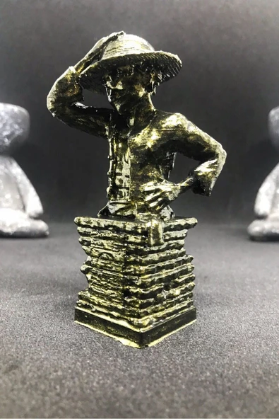 TatuCraft Monkey D. Luffy One Piece Büst 10cm - Gold Efekt - Resim 2
