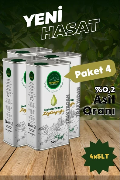 Yeni Tepeköy Naturel Sızma Soğuk Sıkım Zeytinyağı 4x5 Lt ürün görseli 1