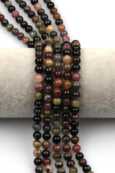 Renkli Turmalin Doğal Taş Dizi 6 mm Küre Kesim ürün görseli 1