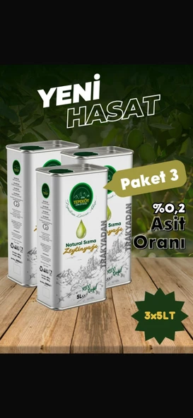Yeni Tepeköy Naturel Sızma Soğuk Sıkım Zeytinyağı 3x5 Lt ürün görseli 1
