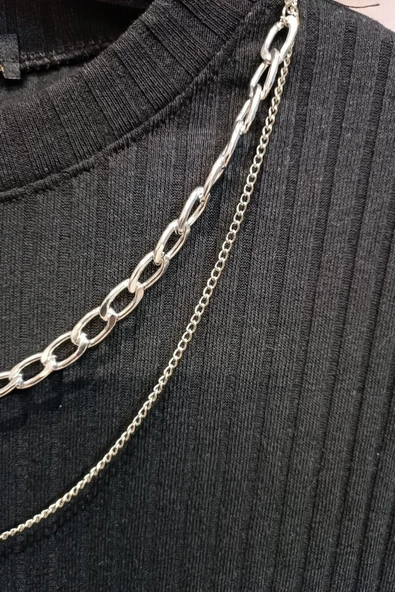 Kadın 2 Parça Metal Kolye - Resim 2