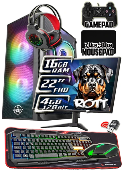 WarboX Rott 16gb Ram X5650 İşlemci 256gb SSD R7 240-4gb E.kartı 22" Monitör Gaming Takım Bilgisayar ürün görseli 1