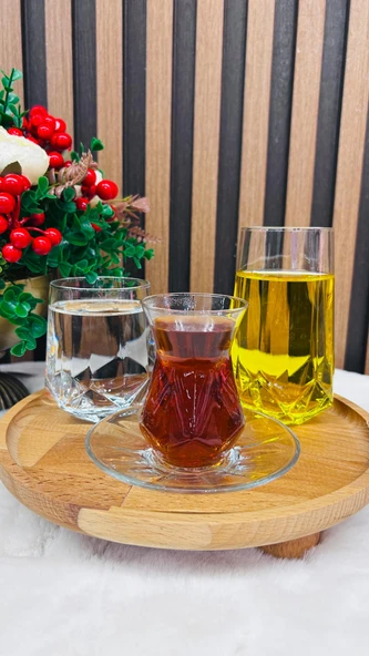 Lav 6 Kişilik Alya Çay Seti Valeria Meşrubat Su Bardağı Takımı - 24 Parça ürün görseli 1