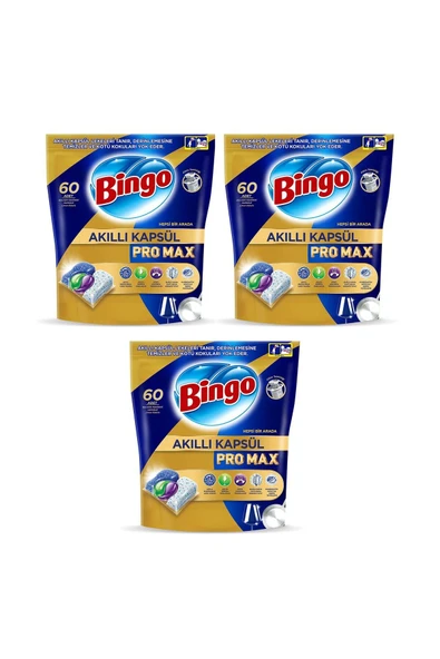 Bingo Akıllı Kapsül Pro Max Bulaşık Makinesi Tableti 60'lı x 3 Adet (180 Kapsül) ürün görseli 1