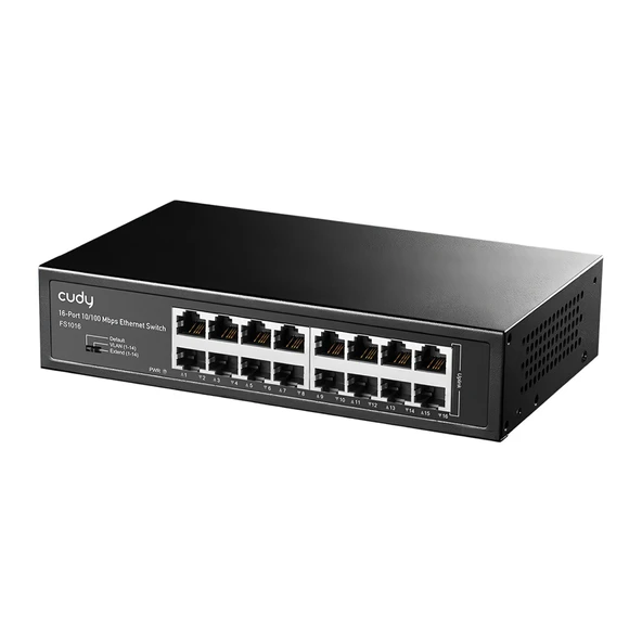 Cudy FS1016 16Port 10/100Mbps 1,6 Gb/sn Metal Kasa Rackmount Masaüstü Switch ürün görseli 1