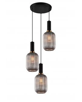 Rsylight Rustik Dekoratif Metal Modern Yuvarlak Siyah Bal Opal Camlı 3 lü Avize ürün görseli 1