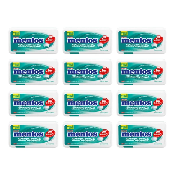 Mentos Clean Breath Yoğun Nane Nane Aromalı Tatlandırıcılı Tablet Şekerleme 21 g x 12 Adet ürün görseli 1