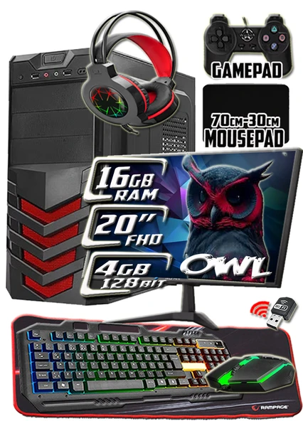 WarboX Owl 16gb Ram X5650 İşlemci 256gb SSD 250gb Hdd R7 240-4gb E.kartı 20" Monitör Gaming PC ürün görseli 1