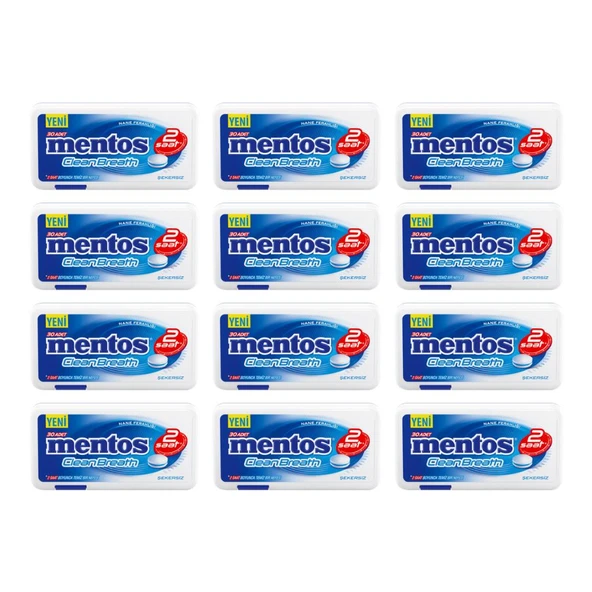 Mentos Clean Breath Nane Aromalı Tatlandırıcılı Tablet Şekerleme 21 g x 12 Adet ürün görseli 1