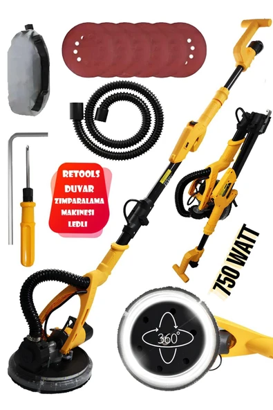 LEDLİ ALÇI ZIMPARALAMA MAKİNASI 750W SARI ürün görseli 1