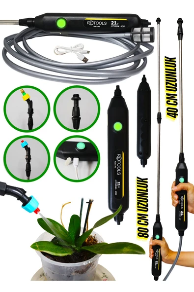 RETOOLS 3 MODLU MİNİ ŞARJLI İLAÇLAMA MAKİNESİ: 80 CM UZUNLUĞUNDA ERGONOMİK VE GÜÇLÜ TASARIM! ürün görseli 1