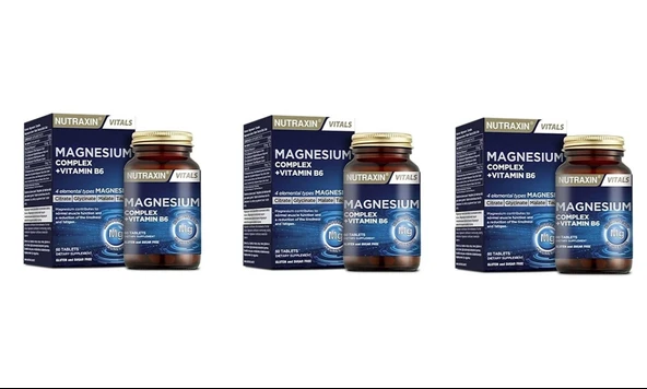 Nutraxin Magnesium Complex + Vitamin B6 60 Tablet 3'lü ürün görseli 1