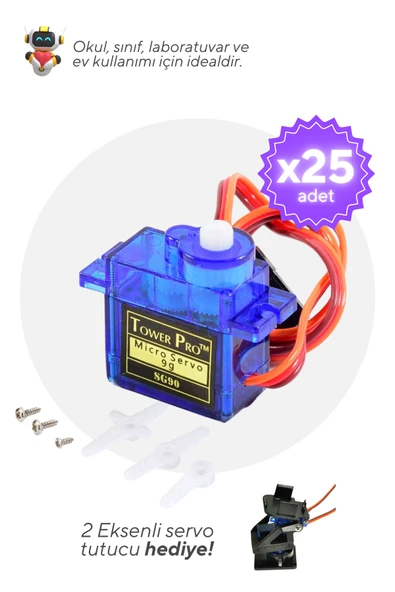 25'li Paket SG90 Servo Motor - Okul ve Sınıflar için MEB Uyumlu ürün görseli 1