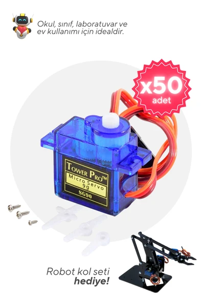 50'li Paket SG90 Servo Motor - Okul ve Sınıflar için MEB Uyumlu ürün görseli 1