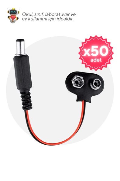 50'li Paket 9V Pil için Jack Kablosu - Okul ve Sınıflar için MEB Uyumlu ürün görseli 1