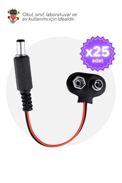 25'li Paket 9V Pil için Jack Kablosu - Okul ve Sınıflar için MEB Uyumlu ürün görseli 1