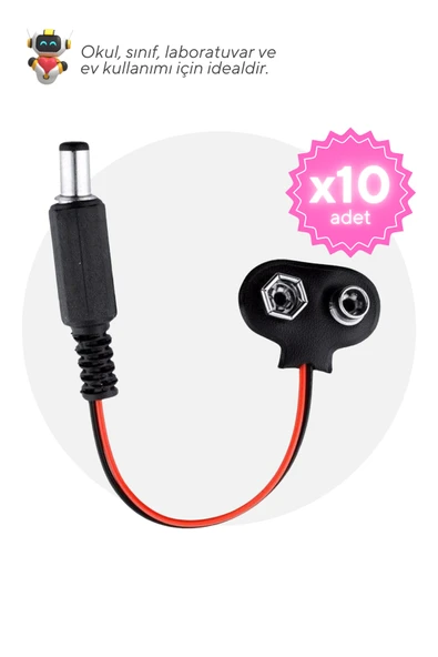 10'lu Paket 9V Pil için Jack Kablosu - Okul ve Sınıflar için MEB Uyumlu ürün görseli 1