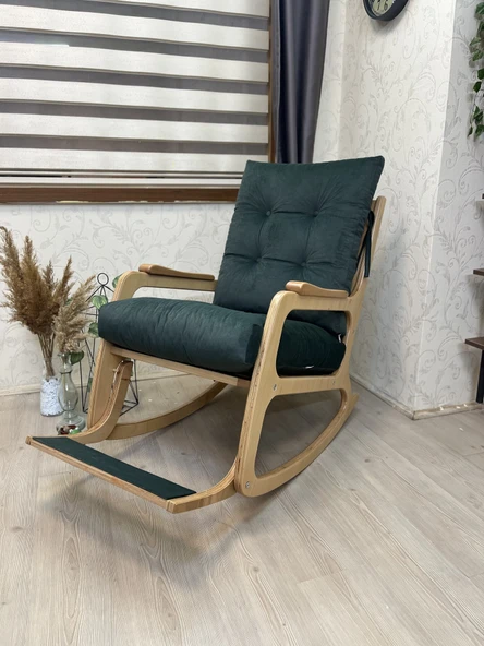 Kontes Haki Yeşil Sallanan Sandalye Dinlenme Koltuğu Okuma Koltuğu ürün görseli 1