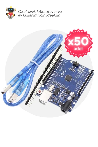 50'li Paket Arduino UNO R3 CH340 Programlanabilir Geliştirme Kartı - Okul ve Sınıflar için MEB Uyumlu ürün görseli 1