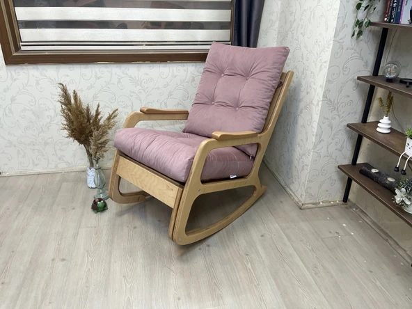 KONTES PEMBE NATUREL SALLANAN SANDALYE BABA KOLTUĞU OKUMA KOLTUĞU ürün görseli 1