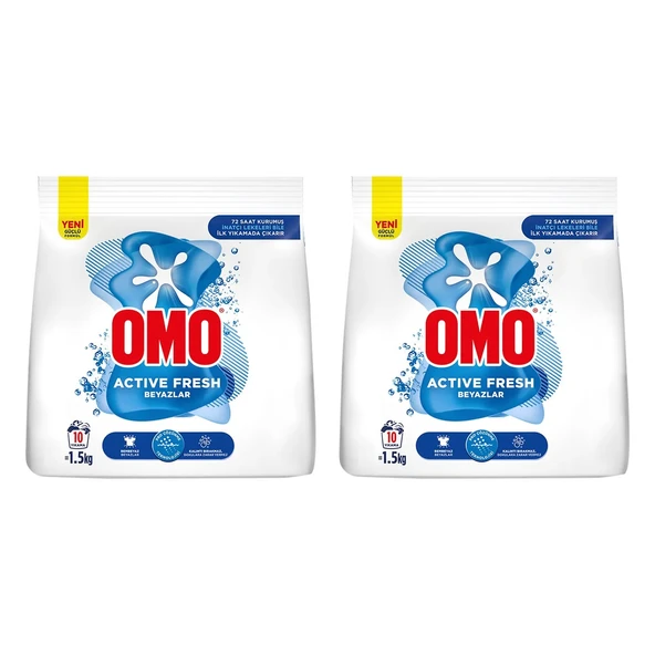 Omo Active Fresh Beyazlar Toz Deterjanı 1.5 Kg x 2 Adet ürün görseli 1